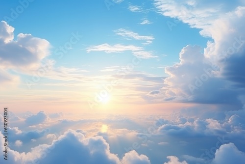 Wonderful vanilla sky with puffy clouds with vibrant colors - background stock concepts photo