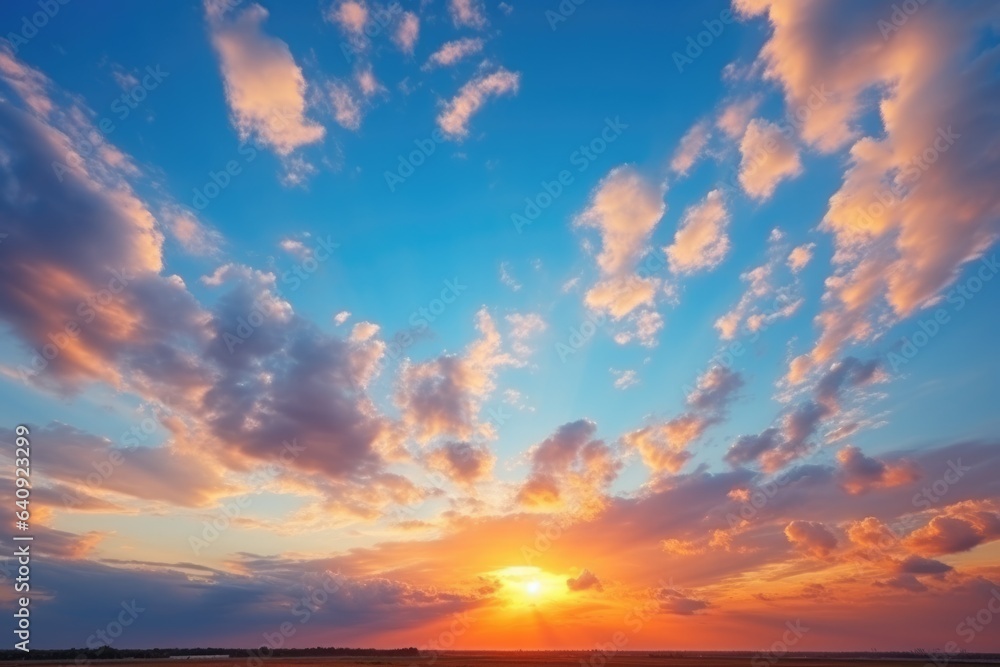 Wonderful natural sky with only a few clouds and sunset with vibrant colors - background stock concepts