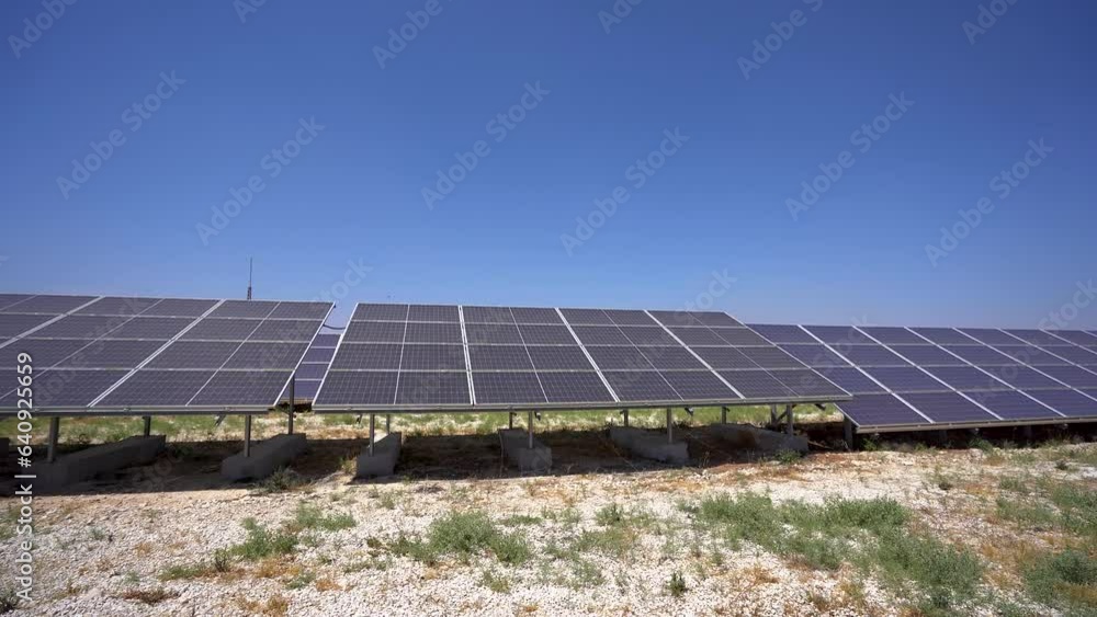 Solar panels photovoltaics in solar farm 4K Solar panels photovoltaics in solar farm 4K