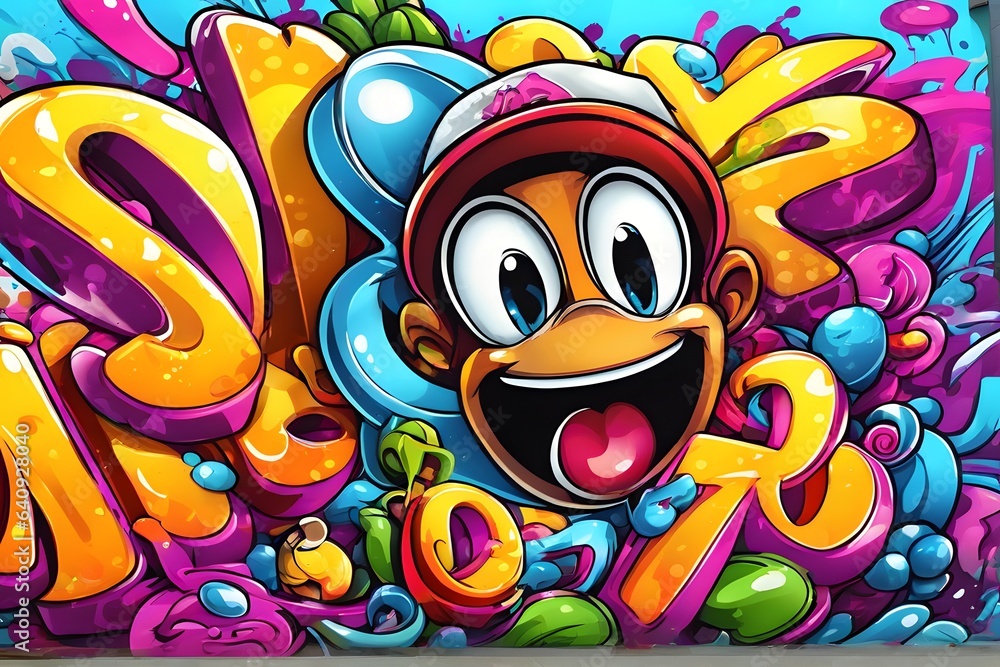 Ilustrace „Cartoon Graffiti Wallpaper, Cartoon Graffiti Background