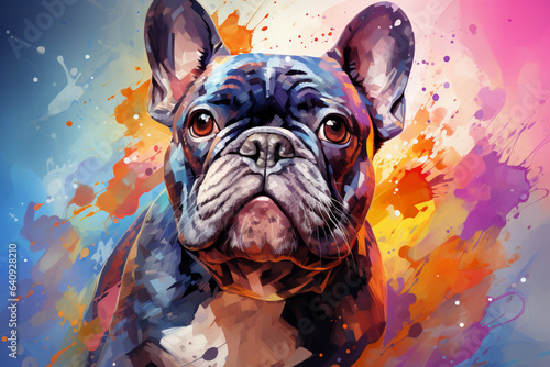 Watercolor painting French bulldog , Generative Ai