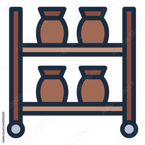Trolley for pottery and ceramics filled line icon