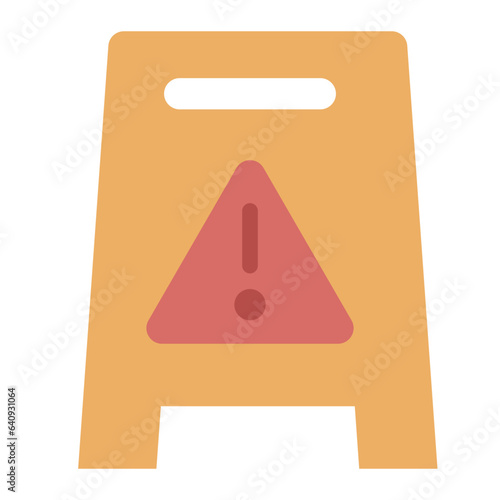 Caution Sign for wet floor flat icon