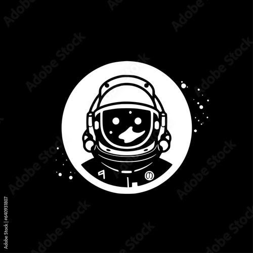 Astronaut - Black and White Isolated Icon - Vector illustration