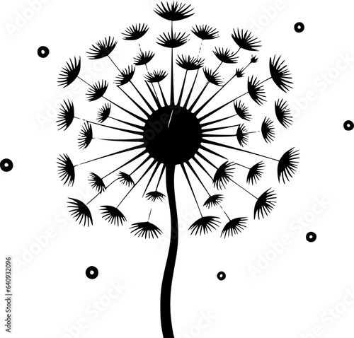 Dandelion | Black and White Vector illustration