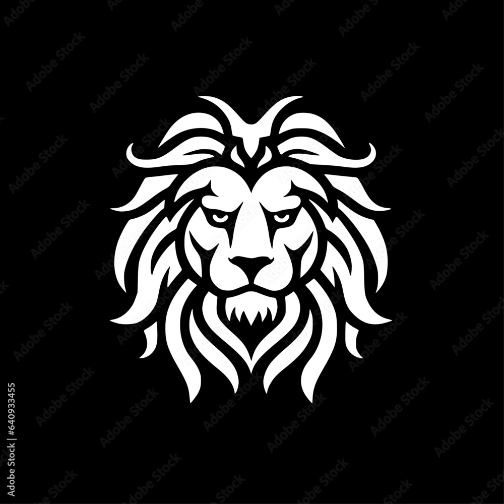 Fototapeta premium Lion - Black and White Isolated Icon - Vector illustration