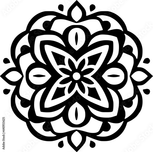 Mandala - Black and White Isolated Icon - Vector illustration