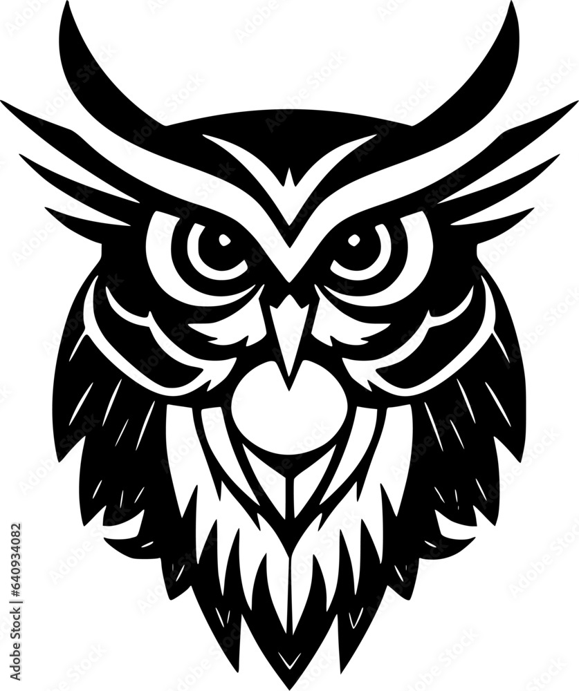 Owl | Black and White Vector illustration