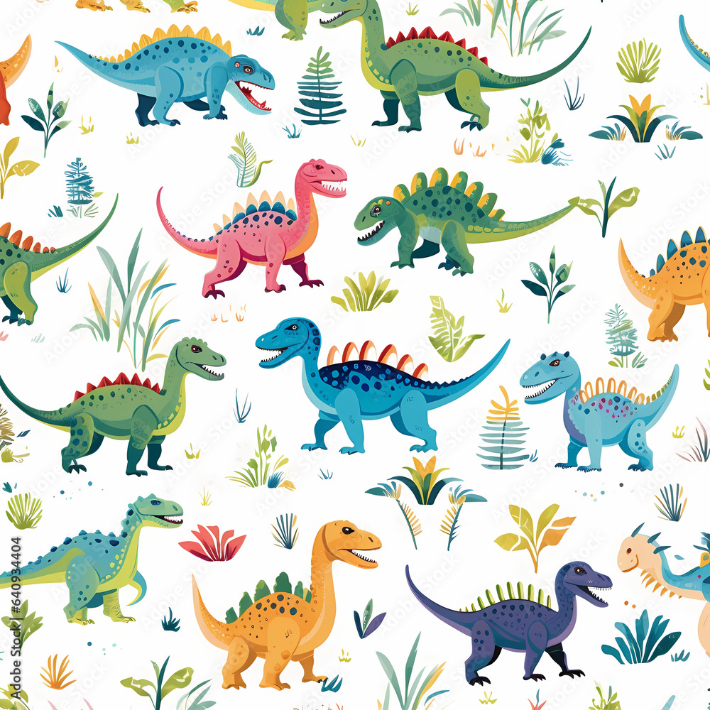 Watercolor Dinosaur Pattern Watercolor Dinosaur Pattern