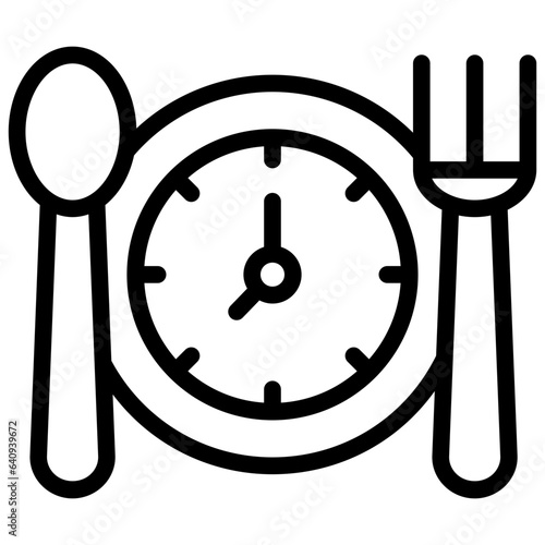 time to eat icon illustration design with outline