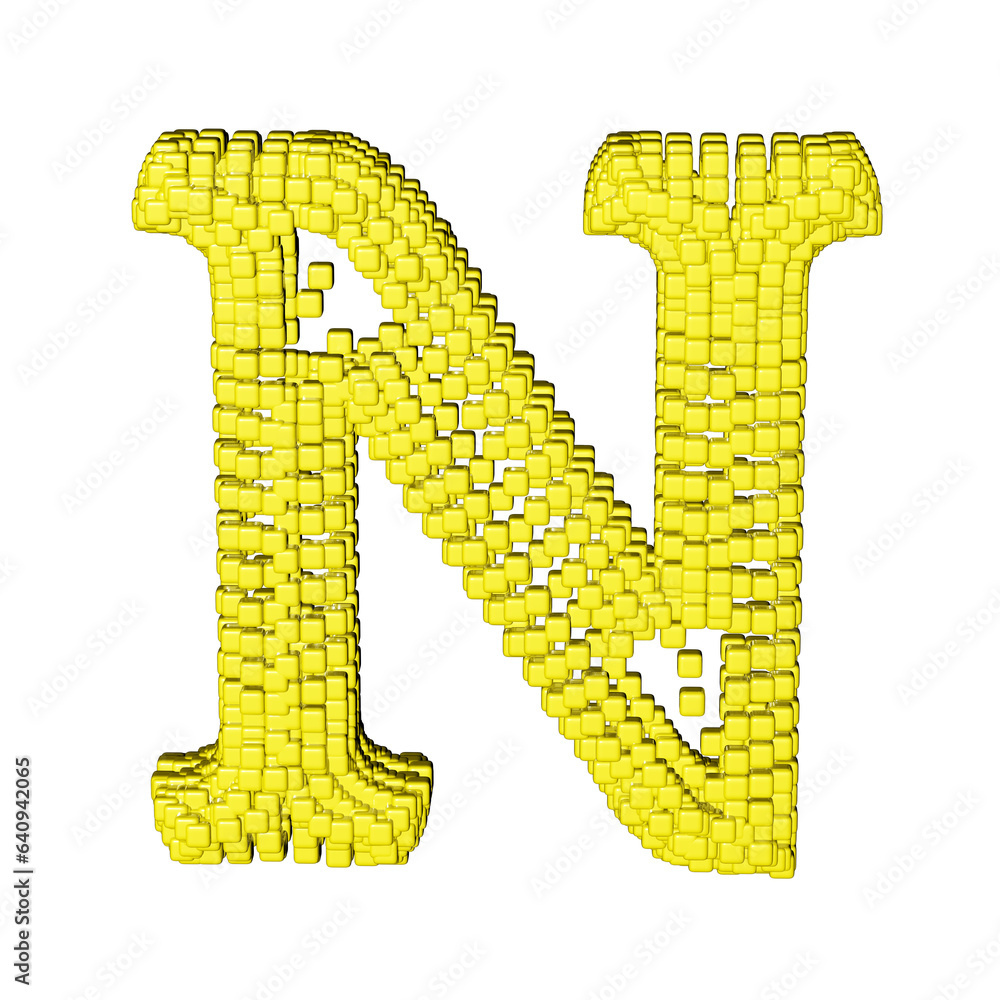 Symbol made of yellow cubes. letter n Symbol made of yellow cubes. letter n