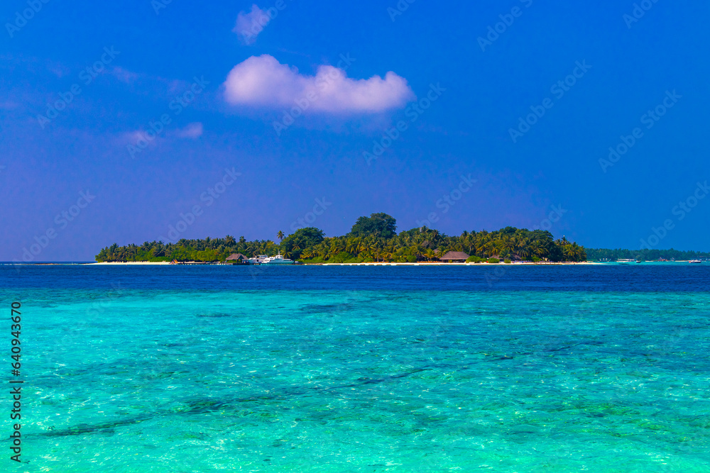 Kuramathi Maldives tropical paradise island view from Rasdhoo Maldives.