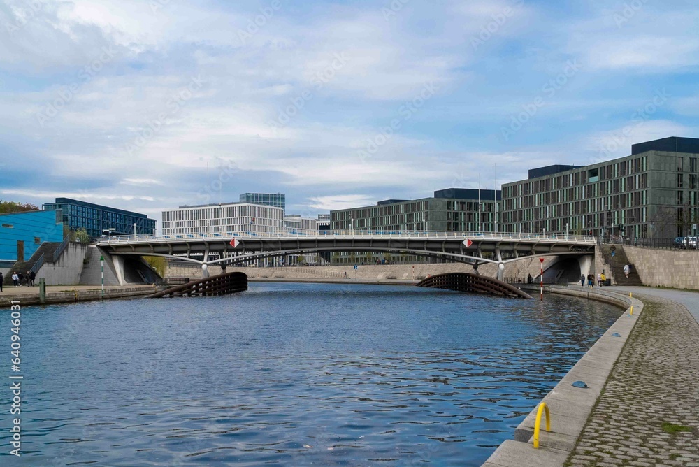 Berlin, Germany: April 20, 2022: Modern administrative buildings and spree river museum island Berlin, Germany: April 20, 2022: Modern administrative buildings and spree river museum island