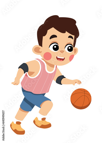 Kid Basketball Player Dribbling Ball