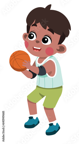 Kid Basketball Player Prepares to Shoot