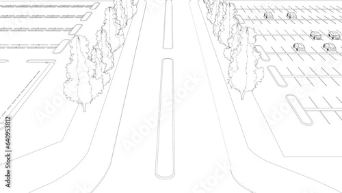 3D illustration of parking and carport