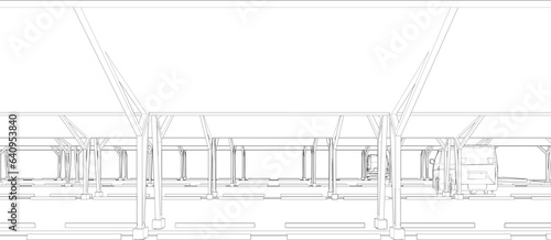 3D illustration of parking and carport