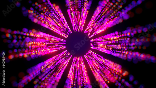 Abstract Decorative Purple Violet Yellow Shiny Blurry Focus 8-sided Octagon Sparkle Dotted Lines Particles Space Burst Form Hole Background