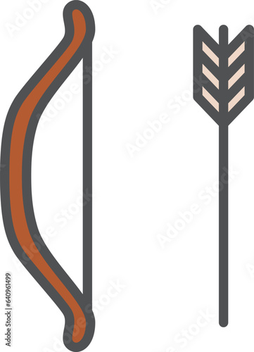 シンプルなスポーツ用品のカラー単品アイコン　弓矢