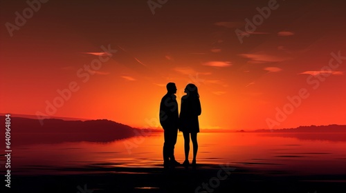 Romantic Sunset Spectrum Clashing Colors Create a Simple Yet Striking Background for a Love-Filled Moment. Generative AI