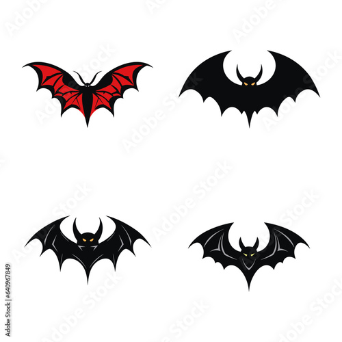 Set of bat vector illustration in flat style, usable for logo or icon design template