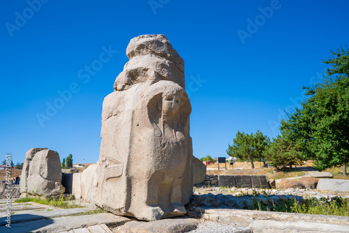 Sphinxes and Reliefs on the Southern Gate at Alacahoyuk. Alacahoyuk is the site of a Neolithic and Hittite settlement. photo