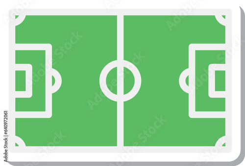 シンプルなスポーツ用品のステッカー単品アイコン　サッカー　グラウンド　コート