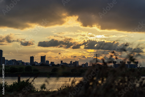 sunset over the city