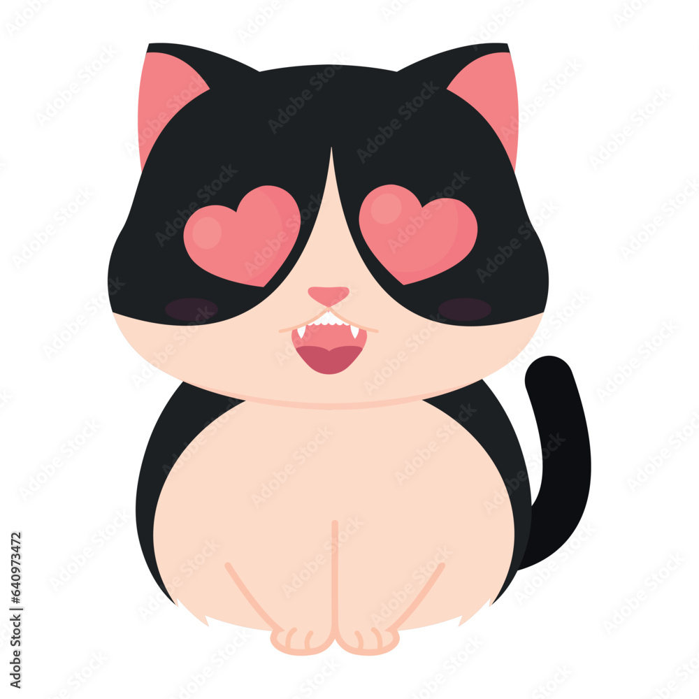 Isolated cute in love cat character Vector