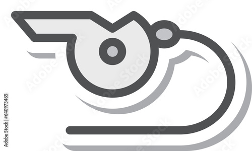 シンプルなスポーツ用品のステッカー単品アイコン　笛