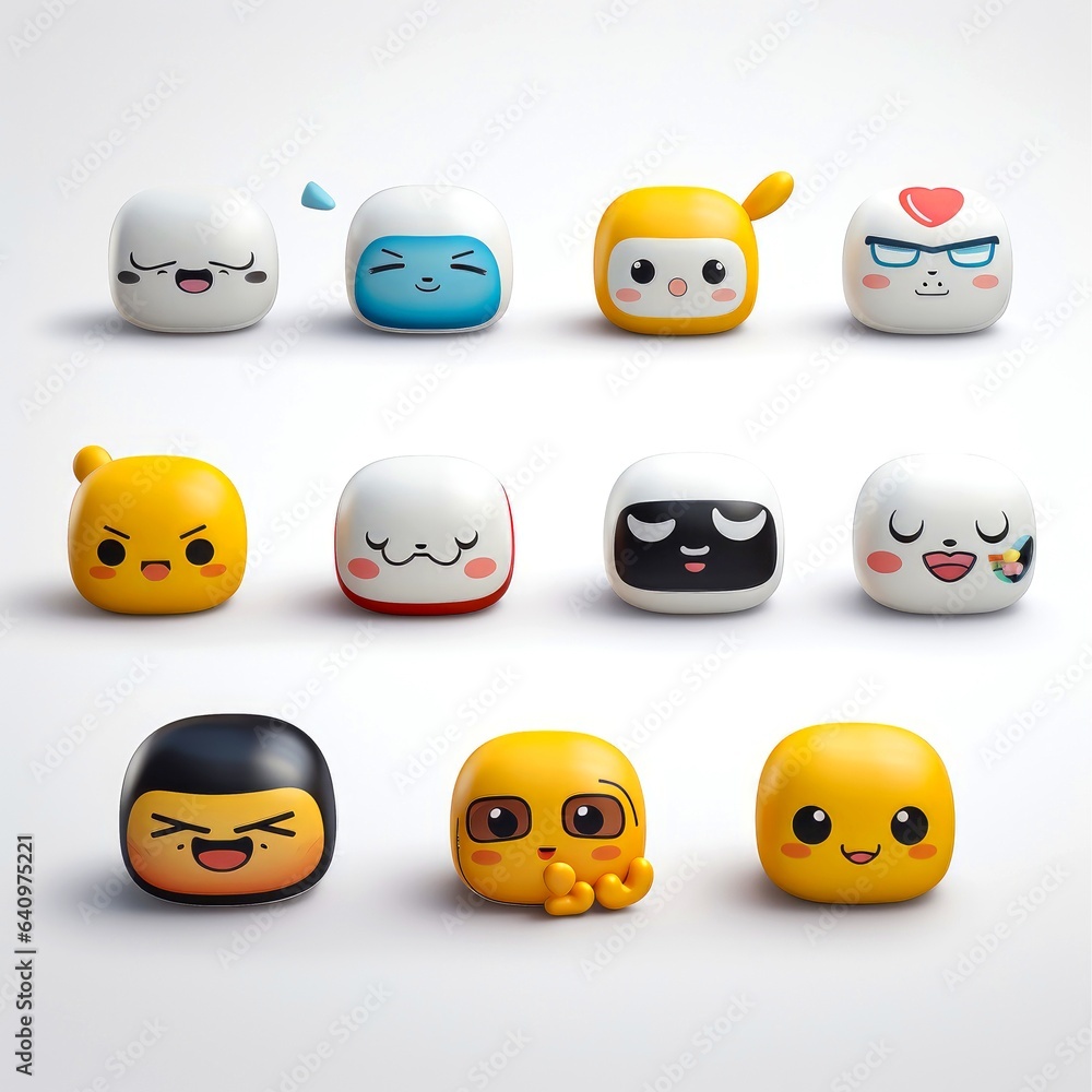 Set of animal faces, face emojis, stickers, emoticons,cartoon funny mascot characters face set Set of animal faces, face emojis, stickers, emoticons,cartoon funny mascot characters face set