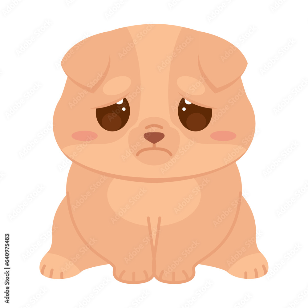 Isolated cute sad dog character Vector