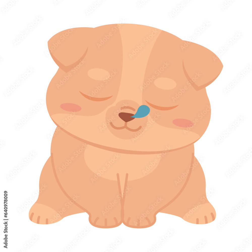 Isolated cute asleep dog character Vector Isolated cute asleep dog character Vector