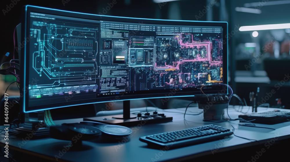 A programmer is operating the latest technology machine A programmer is operating the latest technology machine
