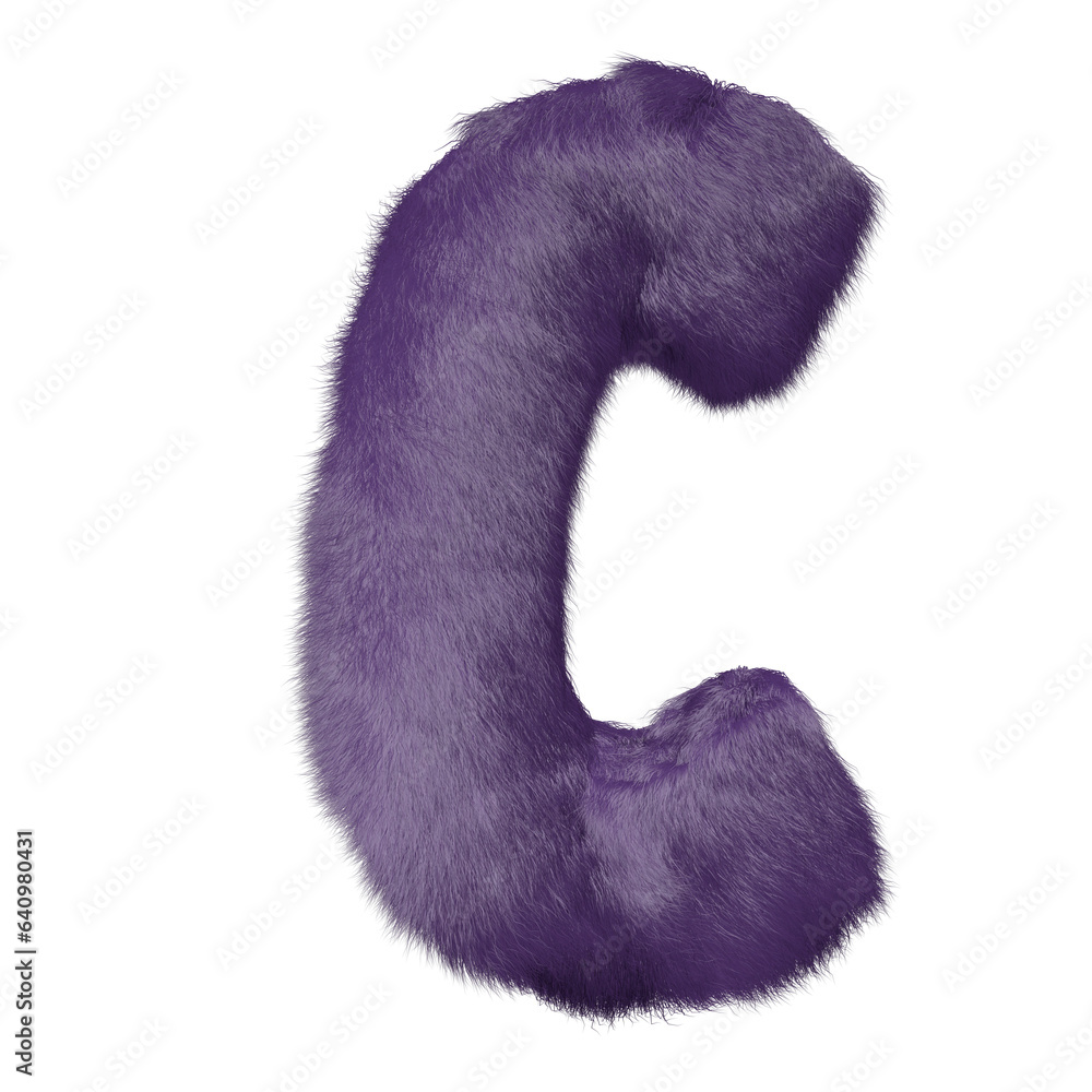 Symbol made of purple fur. letter c Symbol made of purple fur. letter c