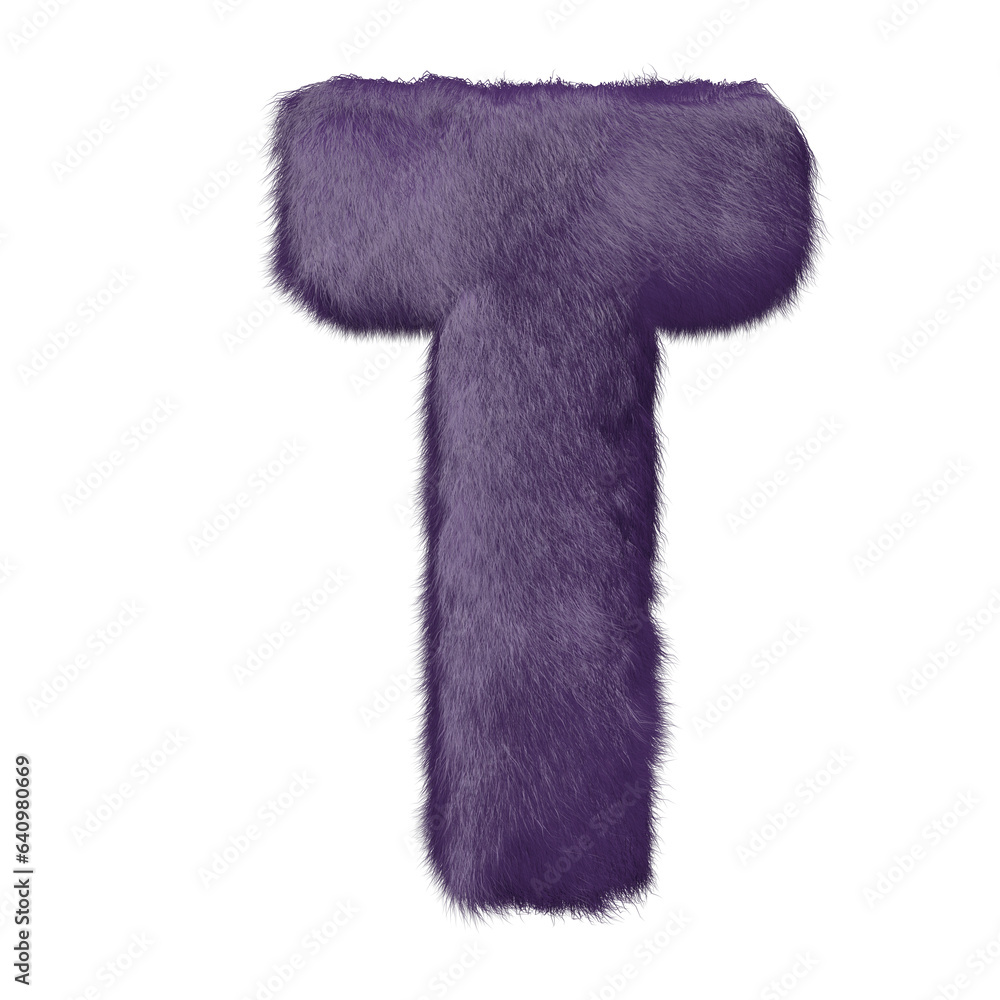 Symbol made of purple fur. letter t Symbol made of purple fur. letter t