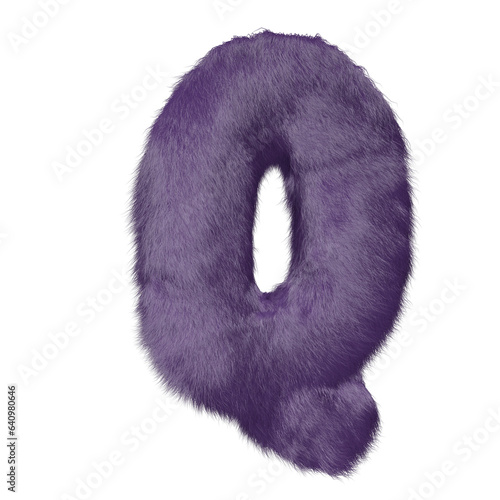 Symbol made of purple fur. letter q