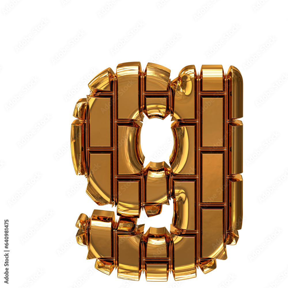Symbol made of gold vertical bricks. letter g