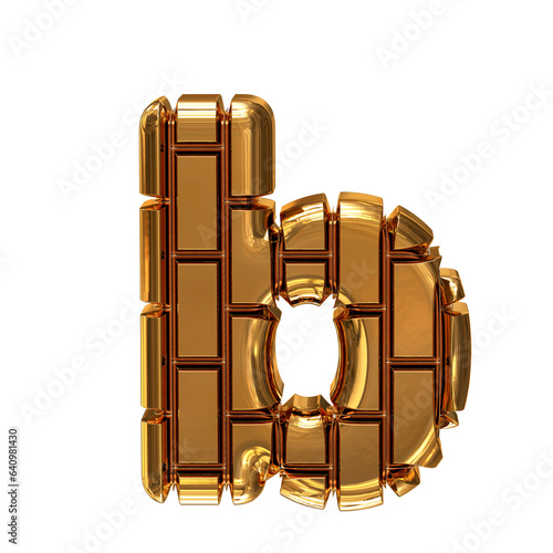 Symbol made of gold vertical bricks. letter b