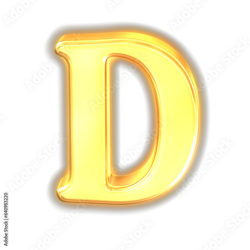 Symbol made of glowing gold. letter d