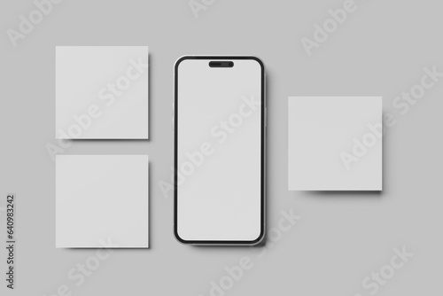 Phone Mockup with Blank Social Media Posts Template. Present Your Products and Branding.