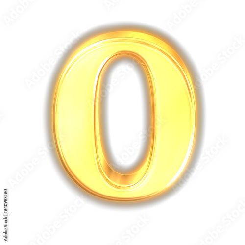 Symbol made of glowing gold. letter o