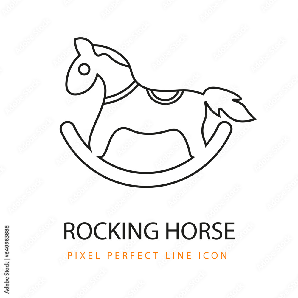 Rocking Horse Children Toy Icon Line Art Pixel Perfect Infant Baby Coloring Page