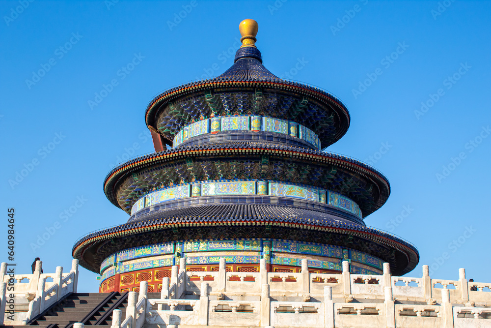 Panoramic view of Temple of Heaven Park scenery in Beijing, China.