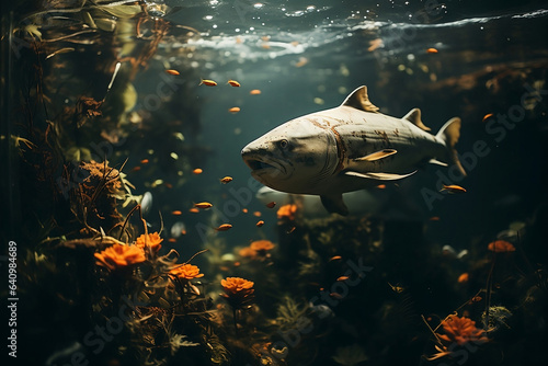 Obraz na płótnie Fish in the aquarium. Underwater world. w salonie