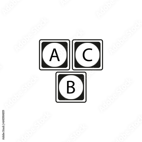 Wooden toy cubes with letter icon. Vector illustration. EPS 10.