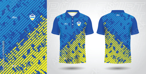 blue yellow polo sport shirt sublimation jersey template design mockup