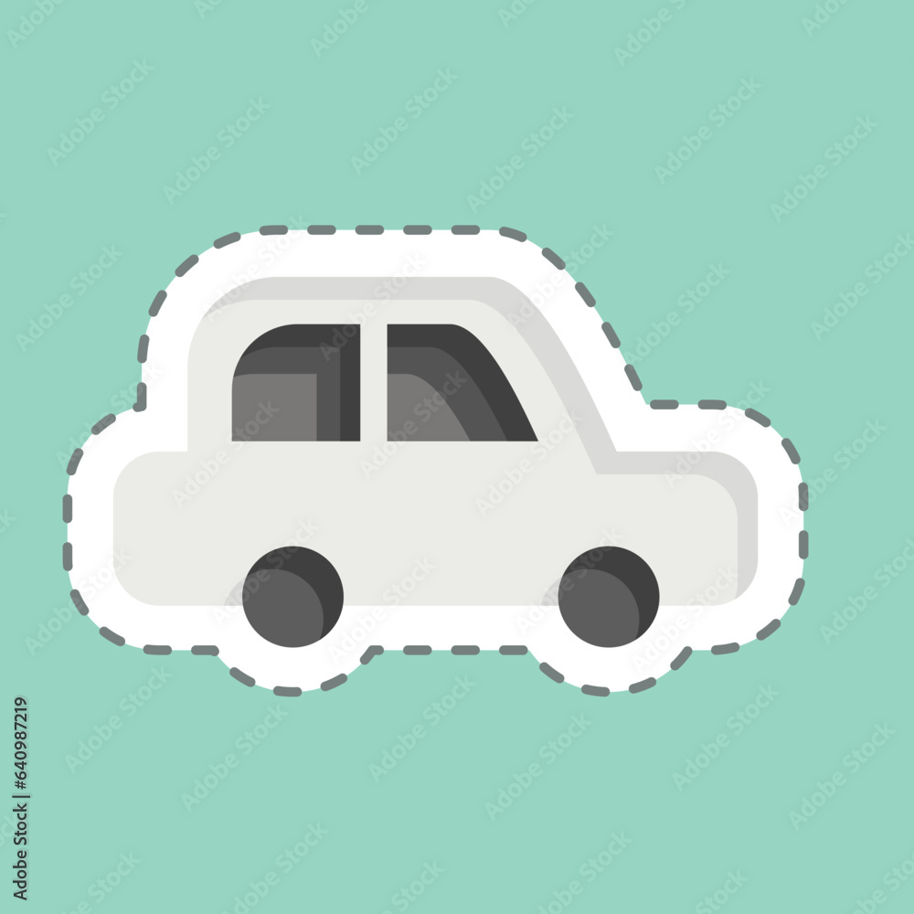 Sticker line cut Car. related to Car Service symbol. repairin. engine. simple illustration