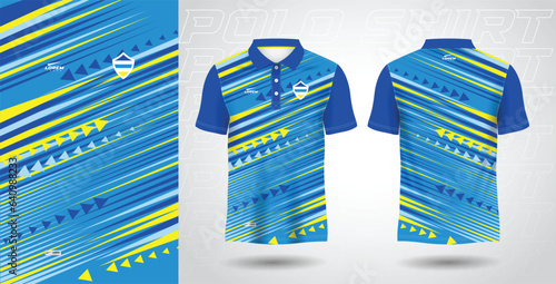 blue yellow polo sport shirt sublimation jersey template design mockup