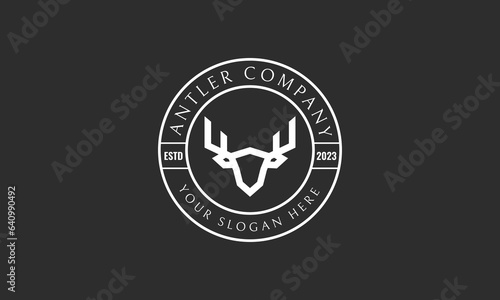 Deer animal circle badge logo vector design